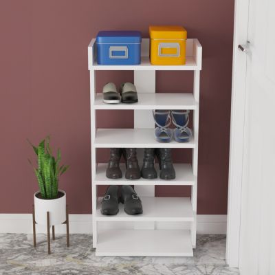 SHOE RACK RIBBER HM18191.01 MELAMINE IN WHITE COLOR 73x30x142Hcm.