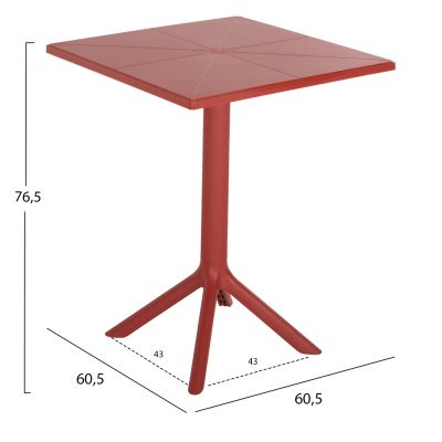 КВАДРАТНА ПОЛИПРОПИЛЕНОВА МАСА TERRIN HM6125.16 ЧЕРВЕНА 60,5x60,5x76,5Hcm.