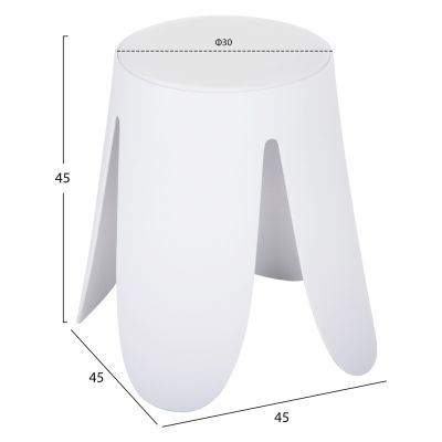 STOOL DENTY HM9619.01 POLYPROPYLENE IN WHITE-PU SEAT IN WHITE Φ30x45Hcm.