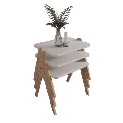 SIDE TABLES 3PCS SET REACHER HM18176.01 MELAMINE IN SONAMA-WHITE 40x30x40Hcm.