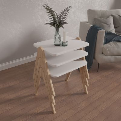 SIDE TABLES 3PCS SET REACHER HM18176.01 MELAMINE IN SONAMA-WHITE 40x30x40Hcm.