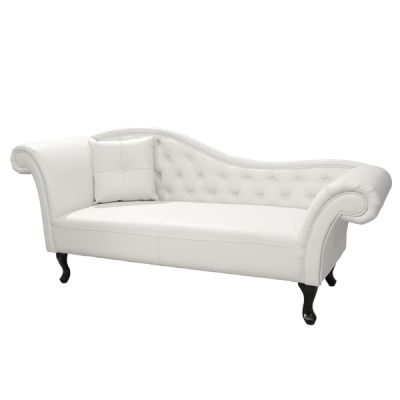 RECLINER COUCH CHESTERFIELD-STYLE NIOVI HM3007.02 PU IN WHITE-BLACK WOODEN LEGS 190x61x84Hcm.