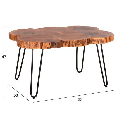 Coffee Table Oslo HM8205.11 solid acacia-metal legs 89x58x47Ηcm