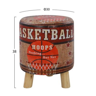 Stool from PU with 3 wooden legs HM8156 Basketball D 30x38cm