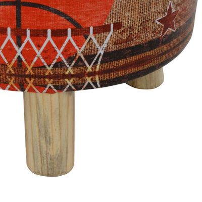 Stool from PU with 3 wooden legs HM8156 Basketball D 30x38cm