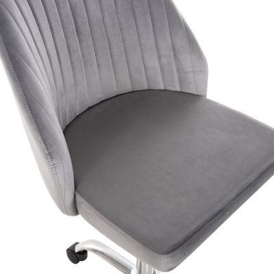 OFFICE CHAIR HOLLIS HM9008.01 GREY VELVET-METAL BASE 58x58x85Hcm.