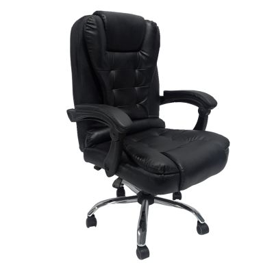 OFFICE CHAIR LAGOM HM1198 BLACK PVC-METAL CHROME BASE-BLACK NYLON FRAME 63x51x115Hcm.