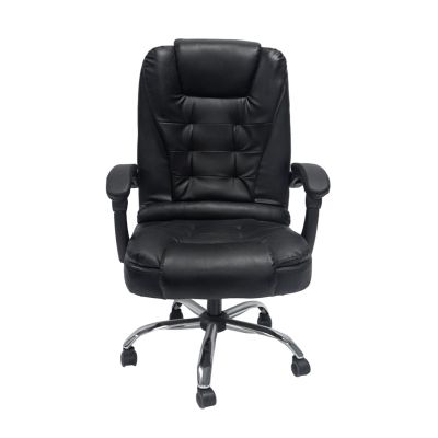 OFFICE CHAIR LAGOM HM1198 BLACK PVC-METAL CHROME BASE-BLACK NYLON FRAME 63x51x115Hcm.