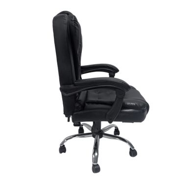 OFFICE CHAIR LAGOM HM1198 BLACK PVC-METAL CHROME BASE-BLACK NYLON FRAME 63x51x115Hcm.