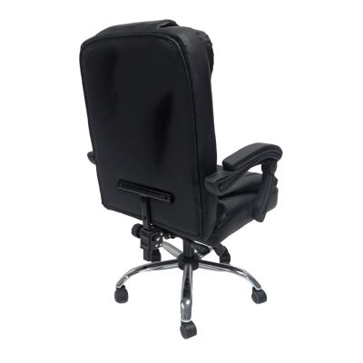 OFFICE CHAIR LAGOM HM1198 BLACK PVC-METAL CHROME BASE-BLACK NYLON FRAME 63x51x115Hcm.