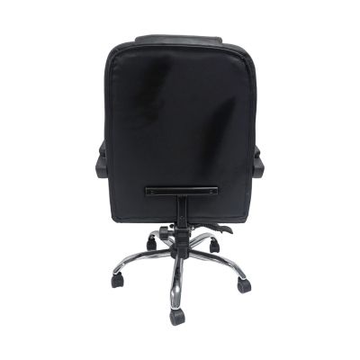 OFFICE CHAIR LAGOM HM1198 BLACK PVC-METAL CHROME BASE-BLACK NYLON FRAME 63x51x115Hcm.