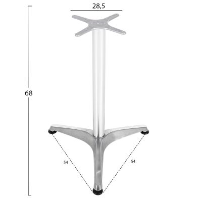 BASE FOR TABLE HM449.01 ALUMINUM IN CHROME CROSS 28,5x28,5cm.- LEG DIMENSIONS: 54x54x68Hcm.