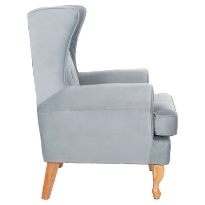 BERGERE ARMCHAIR BRANDON HM3073.31 BABY BLUE VELVET-LEGS IN NATURAL WOOD COLOR 82,5x80x104Hcm.