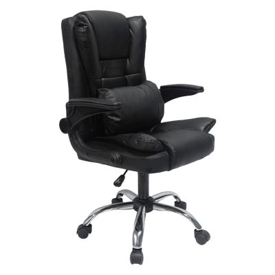 OFFICE CHAIR CANAN HM1201 BLACK PVC-BLACK NYLON-CHROME BASE 69x48x98Hcm.