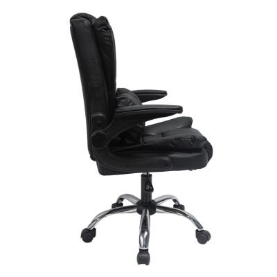 OFFICE CHAIR CANAN HM1201 BLACK PVC-BLACK NYLON-CHROME BASE 69x48x98Hcm.