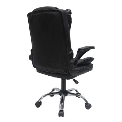 OFFICE CHAIR CANAN HM1201 BLACK PVC-BLACK NYLON-CHROME BASE 69x48x98Hcm.