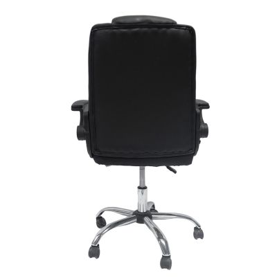 OFFICE CHAIR CANAN HM1201 BLACK PVC-BLACK NYLON-CHROME BASE 69x48x98Hcm.