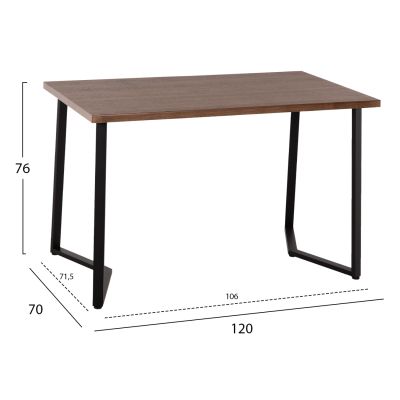 ТРАПЕЗНА МАСА JAY HM9531 МДФ ЦВЯТ ОРЕХ-ЧЕРНИ МЕТАЛНИ КРАКА 120x70x76Hсм.