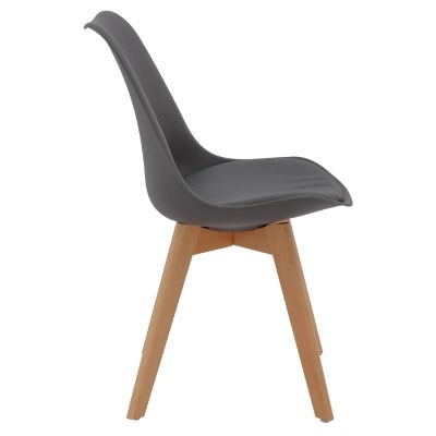 DINING CHAIR VEGAS HM0033.03 BEECH WOOD LEGS-P.P. SEAT IN DARK GRAY 45x56x80Hcm.