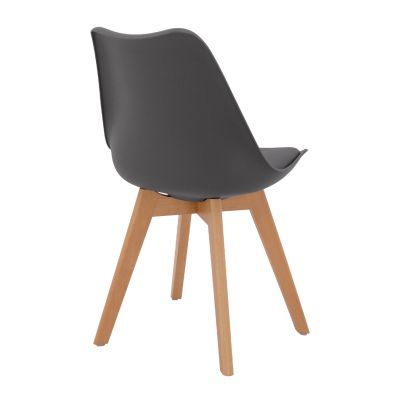 DINING CHAIR VEGAS HM0033.03 BEECH WOOD LEGS-P.P. SEAT IN DARK GRAY 45x56x80Hcm.