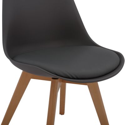 DINING CHAIR VEGAS HM0033.03 BEECH WOOD LEGS-P.P. SEAT IN DARK GRAY 45x56x80Hcm.