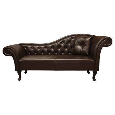 RECLINER COUCH (RIGHT)CHESTERFIELD-STYLE NIOVI HM3008.01 PU IN DARK BROWN-BLACK WOODEN LEGS 190x61x84Hcm.