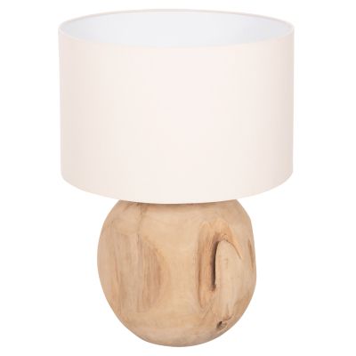 TABLE LAMP ORANYE HM4421 TEAK WOOD-WHITE PVC CAP Φ40x53Hcm.