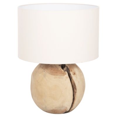 TABLE LAMP ORANYE HM4421 TEAK WOOD-WHITE PVC CAP Φ40x53Hcm.