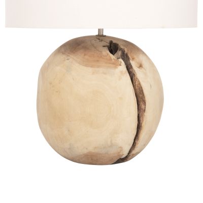 TABLE LAMP ORANYE HM4421 TEAK WOOD-WHITE PVC CAP Φ40x53Hcm.