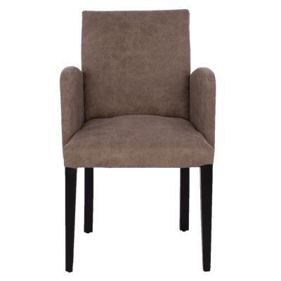 ARMCHAIR “LIZETTE” HM9272.27 CIGAR-SHADE NUBUCK-type FABRIC WITH WOODEN LEGS 55x58x85H CM.