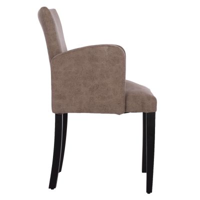 ARMCHAIR “LIZETTE” HM9272.27 CIGAR-SHADE NUBUCK-type FABRIC WITH WOODEN LEGS 55x58x85H CM.