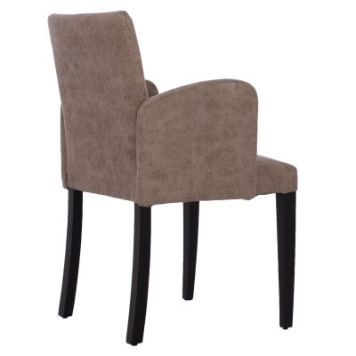 ARMCHAIR “LIZETTE” HM9272.27 CIGAR-SHADE NUBUCK-type FABRIC WITH WOODEN LEGS 55x58x85H CM.