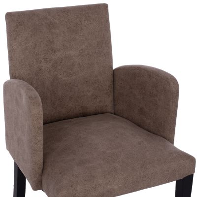 ARMCHAIR “LIZETTE” HM9272.27 CIGAR-SHADE NUBUCK-type FABRIC WITH WOODEN LEGS 55x58x85H CM.