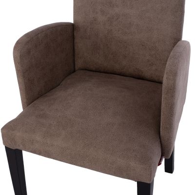 ARMCHAIR “LIZETTE” HM9272.27 CIGAR-SHADE NUBUCK-type FABRIC WITH WOODEN LEGS 55x58x85H CM.