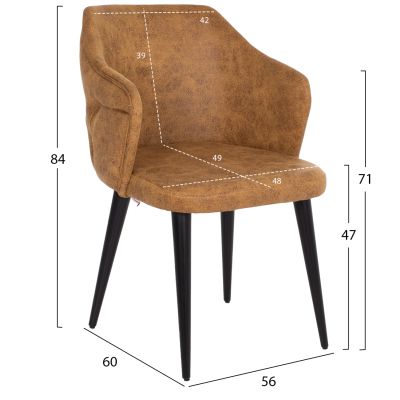 ARMCHAIR PROFESSIONAL THERESA HM9263.19 NUBUCK-TYPE GOLD WOODEN 56x60x84Hcm.