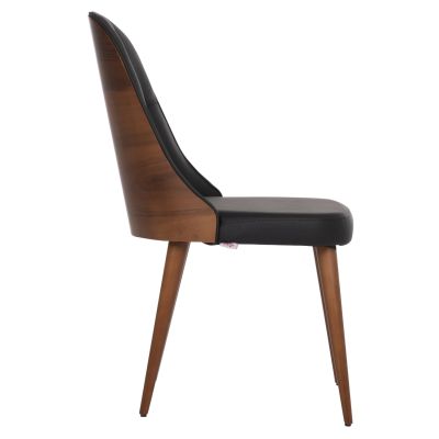 DINING CHAIR PROFESSIONAL ESTRELLA HM9270.41 BLACK PU & WOODEN BACK IN WALNUT COLOR 47x60x92Hcm.