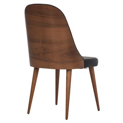 DINING CHAIR PROFESSIONAL ESTRELLA HM9270.41 BLACK PU & WOODEN BACK IN WALNUT COLOR 47x60x92Hcm.