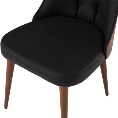 DINING CHAIR PROFESSIONAL ESTRELLA HM9270.41 BLACK PU & WOODEN BACK IN WALNUT COLOR 47x60x92Hcm.