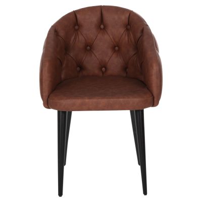 ARMCHAIR “LORETTA” HM9271.53 IN TAN BROWN PU LEATHER & BLACK WOODEN LEGS 53x60x82H CM.