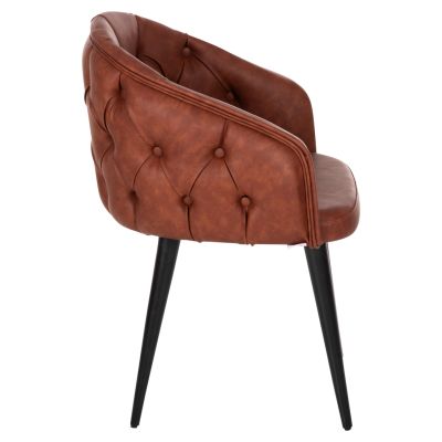 ARMCHAIR “LORETTA” HM9271.53 IN TAN BROWN PU LEATHER & BLACK WOODEN LEGS 53x60x82H CM.