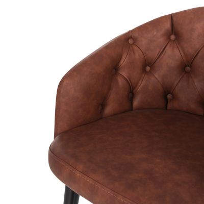 ARMCHAIR “LORETTA” HM9271.53 IN TAN BROWN PU LEATHER & BLACK WOODEN LEGS 53x60x82H CM.