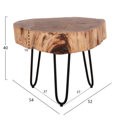 COFFEE TABLE CLAUDINE HM8779.21 ACACIA WOOD WITH 10cm.TOP THICKNESS-METAL LEGS 52x54x40Hcm.