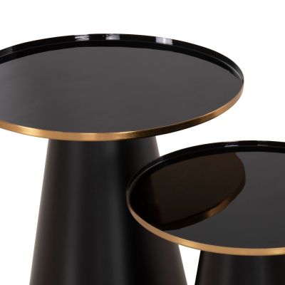 COFFEE TABLES 2PCS BENG HM9920 ENAMELED METAL TOP-MAT BASE-BLACK Φ50 & Φ40 cm.