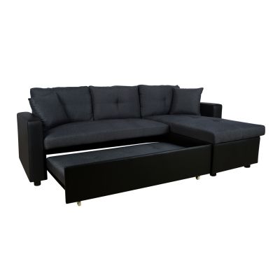 Corner Sofa Bed  Wayne 220x146x86 HM3028.01 Grey with Black PU