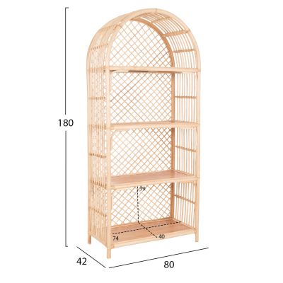 BOOKCASE SIMOK HM9552.12 MADE OF NATURAL RATTAN IN NATURAL COLOR 80x40x182Hcm.