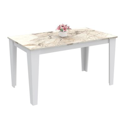 KITCHEN TABLE BORIS HM18220.01 MELAMINE IN WHITE MARBLE-WHITE COLORING