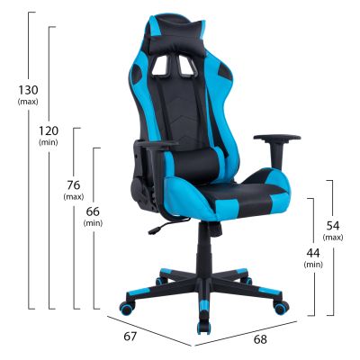 Gaming chair HM1137.08 Black-Light blue Pu 68x67x130 cm