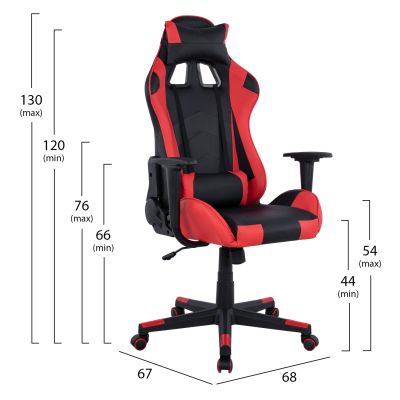 Gaming chair HM1137.01 Black-Red 68x67x130 cm