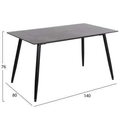 DINING TABLE RAVEN HM9856 CERAMIC TOP IN ANTHRACITE MARBLE-BLACK METAL LEGS 140x80x76Hcm.