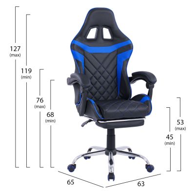 Gaming Armchair with reclining back and footstool HM1157.08 Black-Blue